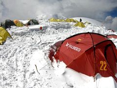 01A Passing the tents at Ak-Sai Travel Lenin Peak Camp 3 6100m